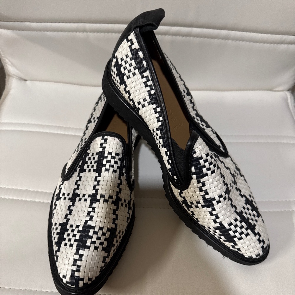 Everlane  New leather houndstooth loafers